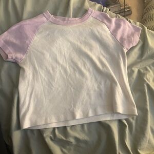 Brandy Melville White and Lavender Crop Top
